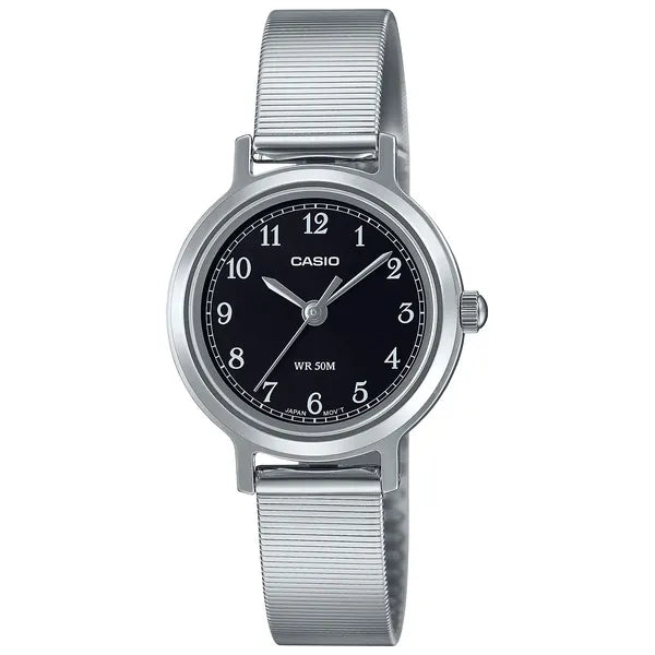 Casio LTP-1303D-1AVDF női kvarc karóra, fekete számlap, acélszíj, WR50