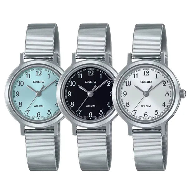 Casio LTP-1303D-1AVDF női karóra, acél szíj, fekete számlap, WR50