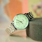 Casio LTP-VT04D-1A női karóra, ezüst acél szíj, fekete számlap, WR30