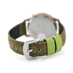 Női kvarc karóra, ezüst számlap 34 mm, olívazöld textilszíj, WR30