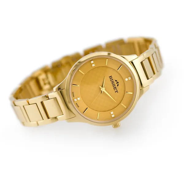 Bisset BSBE45 női karóra – arany, acél szíj, 34 mm, Ronda kvarc, WR30