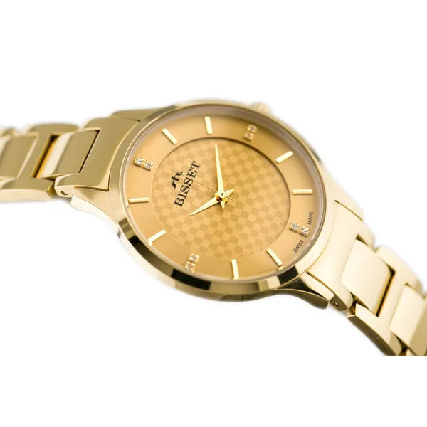 Bisset BSBE45 női karóra – arany, acél szíj, 34 mm, Ronda kvarc, WR30