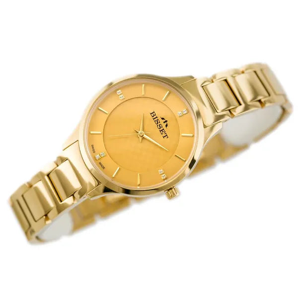 Bisset BSBE45 női karóra – arany, acél szíj, 34 mm, Ronda kvarc, WR30