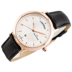 Jordan Kerr férfi karóra 40 mm, rózsaarany tok, ezüst számlap, fekete bőr, WR30