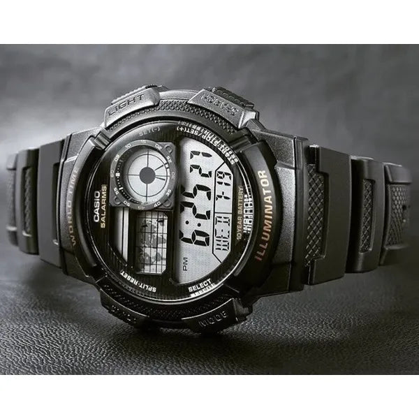 Casio AE-1000W-1AV férfi digitális karóra, világidő, WR100, fekete