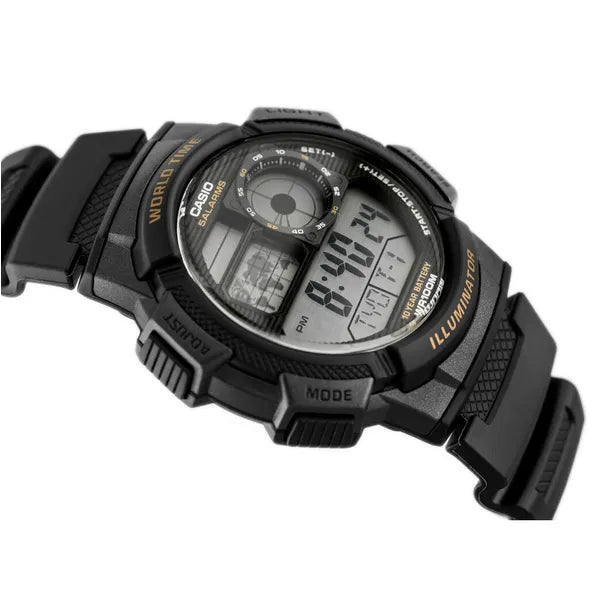 Casio AE-1000W-1AV férfi digitális karóra, világidő, WR100, fekete