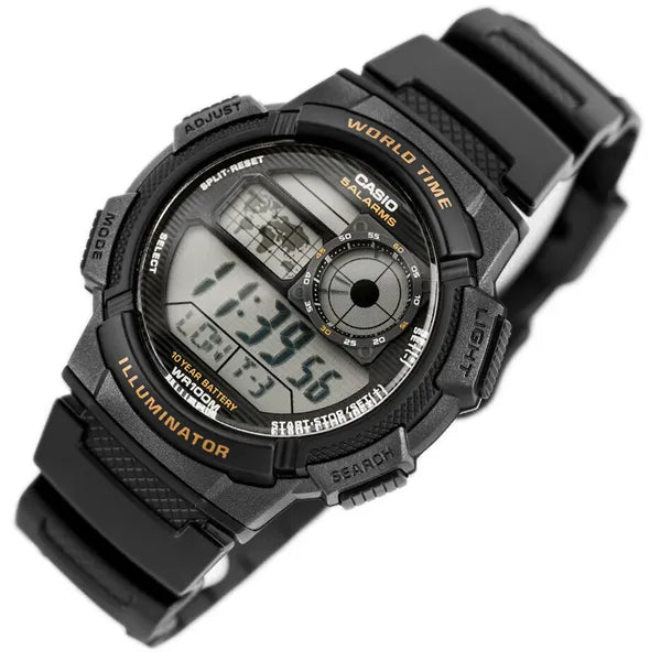 Casio AE-1000W-1AV férfi digitális karóra, világidő, WR100, fekete