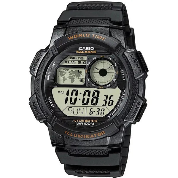 Casio AE-1000W-1AV férfi digitális karóra, világidő, WR100, fekete