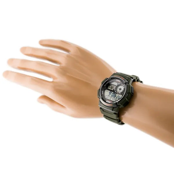 Casio AE-1000W-3AV férfi digitális kvarc óra, világidő, WR100, zöld