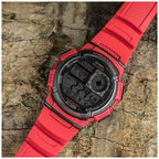 Casio AE-1000W-4AV férfi digitális óra, WR100, világidő, piros