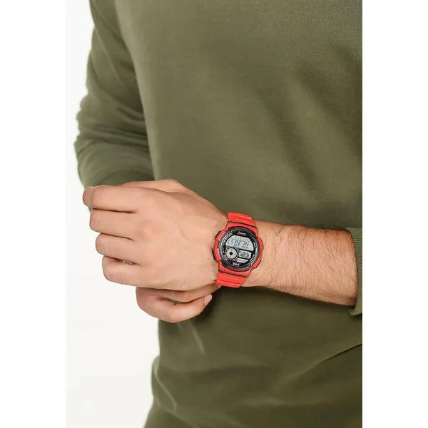 Casio AE-1000W-4AV férfi digitális óra, WR100, világidő, piros