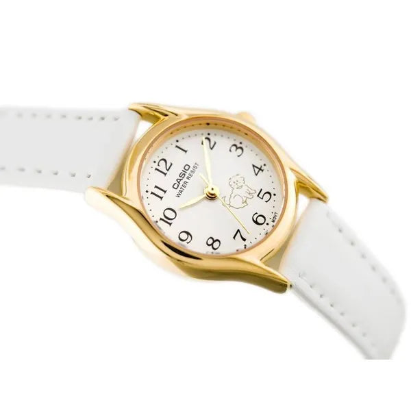 Casio LTP-1094Q-7B7 női karóra, 24 mm, arany tok, fehér bőrszíj, WR30