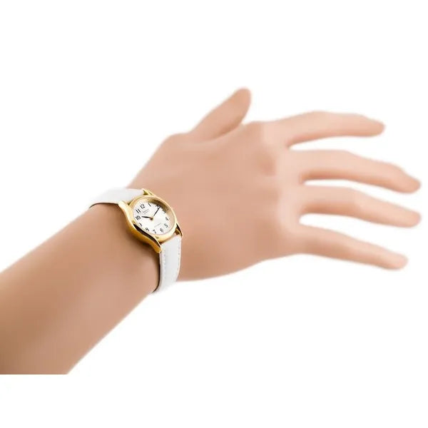 Casio LTP-1094Q-7B7 női karóra, 24 mm, arany tok, fehér bőrszíj, WR30