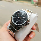 Casio MTP-1314D-1AV férfi karóra, acél szíj, fekete számlap, WR50, 43 mm