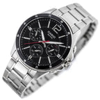 Casio férfi karóra MTP-1374D-1AV, acél szíj, fekete számlap, kronográf, WR50