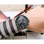 Casio férfi karóra MTP-1374D-1AV, acél szíj, fekete számlap, kronográf, WR50