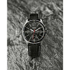 Casio férfi karóra MTP-1374L-1A, 44 mm, fekete bőr, WR50, dátum + díszdoboz