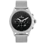 G. Rossi 11520B férfi kvarc karóra, fekete számlap, ezüst fémszíj, dátum, WR30