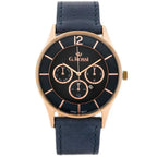 G. Rossi férfi karóra, kvarc, kék számlap, bőr szíj, 42 mm, WR30, rózsaarany