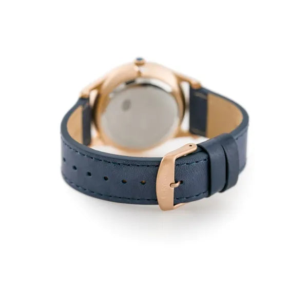 G. Rossi férfi karóra, kvarc, kék számlap, bőr szíj, 42 mm, WR30, rózsaarany