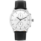 G. Rossi férfi kvarc karóra, ezüst számlap, fekete bőrszíj, dátum, WR30, 46 mm