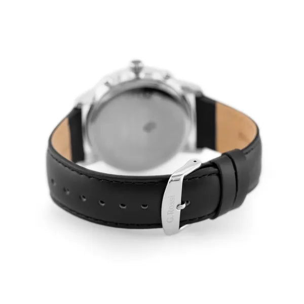 G. Rossi férfi karóra, kvarc, bőr szíj, kék számlap 43 mm, dátum, WR30