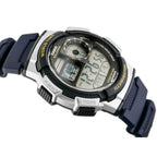 Casio AE-1000W-2AV férfi digitális óra, WR100, világidő, kék szíj