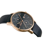 G. Rossi férfi kvarc karóra, kék számlap, bőrszíj, 40 mm, rózsaarany, dátum