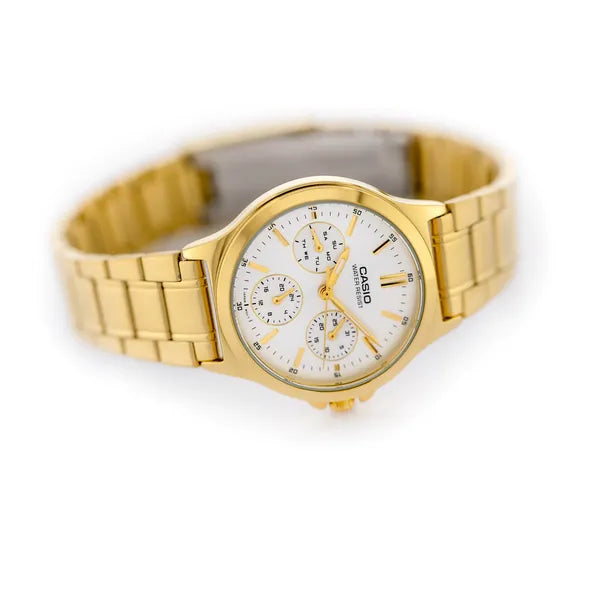 Casio LTP-V300G-7A női karóra, arany acél, gyöngyház számlap, WR30