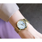 Casio LTP-V300G-7A női karóra, arany acél, gyöngyház számlap, WR30