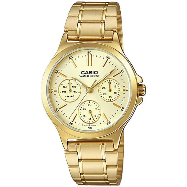 Casio LTP-V300G-9A női karóra, arany, 33 mm, WR30, kvarc + díszdoboz