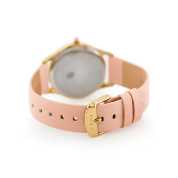 G. Rossi női karóra, bőr szíj, arany számlap, 38 mm, WR30, kvarc (10513A-4E1)