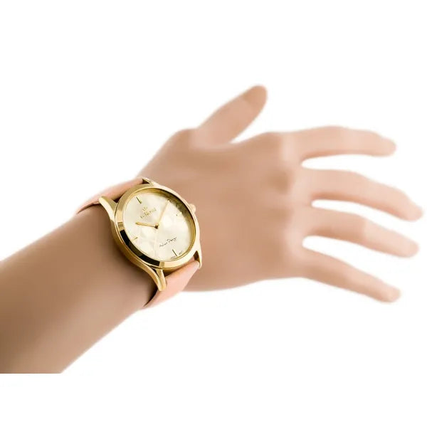 G. Rossi női karóra, bőr szíj, arany számlap, 38 mm, WR30, kvarc (10513A-4E1)