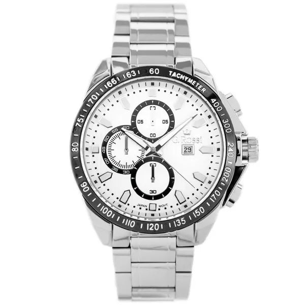G. Rossi férfi karóra, ezüst, 43 mm, MIYOTA kvarc, fém szíj, dátum