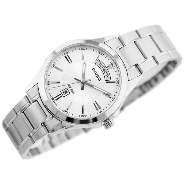 Casio MTP-1381D-7AVDF férfi karóra, ezüst, 40 mm, kvarc, WR50, nemesacél
