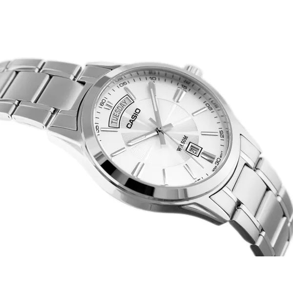 Casio MTP-1381D-7AVDF férfi karóra, ezüst, 40 mm, kvarc, WR50, nemesacél