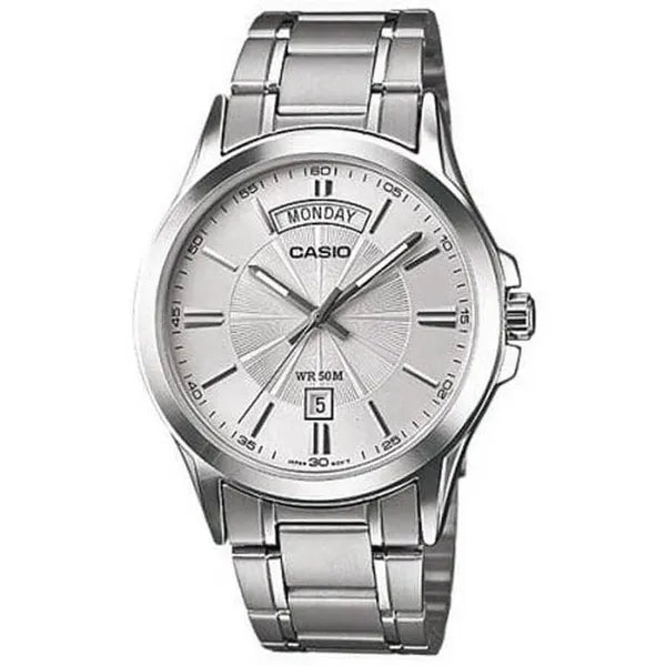 Casio MTP-1381D-7AVDF férfi karóra, ezüst, 40 mm, kvarc, WR50, nemesacél