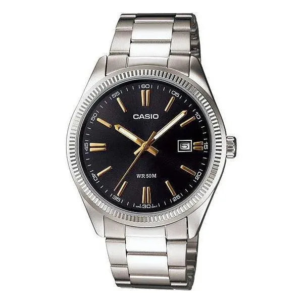 Casio férfi karóra MTP-1302D-1A2, acél szíj, fekete számlap, 38 mm, WR50
