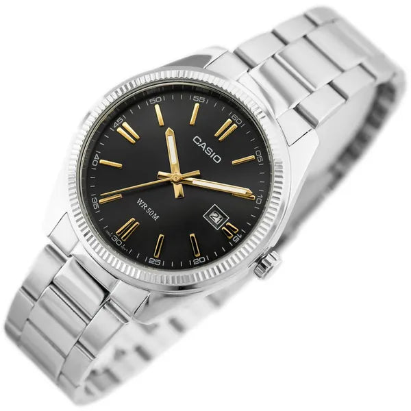 Casio férfi karóra MTP-1302D-1A2, acél szíj, fekete számlap, 38 mm, WR50