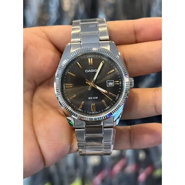 Casio férfi karóra MTP-1302D-1A2, acél szíj, fekete számlap, 38 mm, WR50
