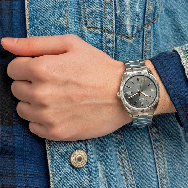 Casio férfi karóra MTP-1302D-1A2, acél szíj, fekete számlap, 38 mm, WR50