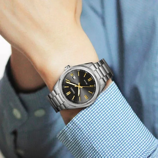 Casio férfi karóra MTP-1302D-1A2, acél szíj, fekete számlap, 38 mm, WR50
