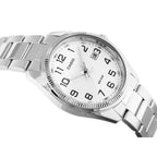 Casio férfi karóra MTP-1302PD-7B, kvarc, acél szíj, 38 mm, fehér számlap, WR50
