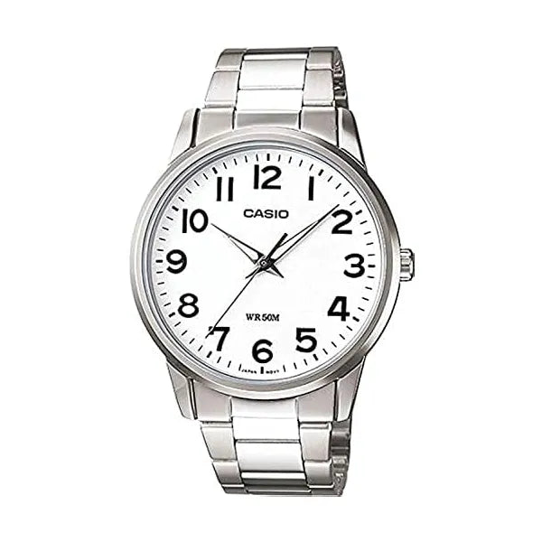 Casio MTP-1303D-7B férfi karóra, 40 mm, fehér számlap, acél, WR50, kvarc