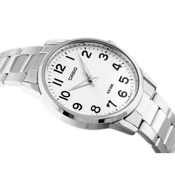 Casio MTP-1303D-7B férfi karóra, 40 mm, fehér számlap, acél, WR50, kvarc