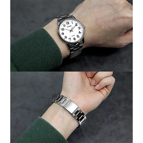 Casio MTP-1303D-7B férfi karóra, 40 mm, fehér számlap, acél, WR50, kvarc