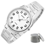 Casio MTP-1303D-7B férfi karóra, 40 mm, fehér számlap, acél, WR50, kvarc