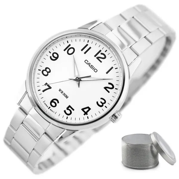 Casio MTP-1303D-7B férfi karóra, 40 mm, fehér számlap, acél, WR50, kvarc