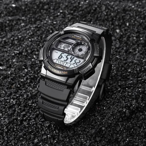 Casio AE-1000W-1BV férfi digitális karóra, világidő, WR100, fekete, doboz