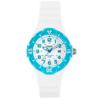 Casio LRW-200H-2BV női karóra, WR100, fehér szíj, kék tok, 33 mm + díszdoboz